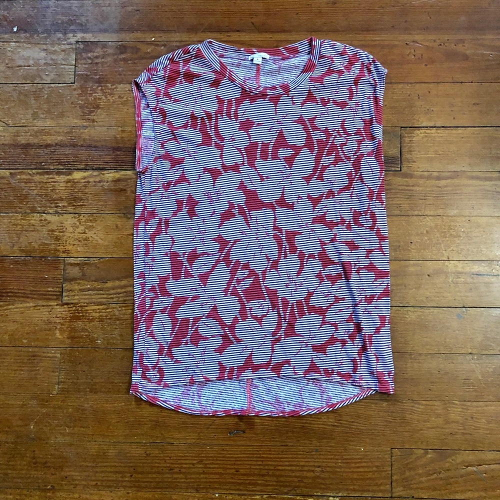 Gap Designed and Crafted Floral Stripe Cap Sleeve